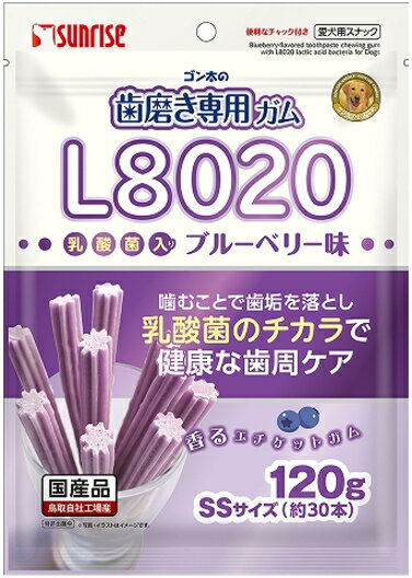 【サンライズ】ゴン太の歯磨き専用ガム　SSサイズ　L8020乳酸菌入り　青りんご味　120gx48個（ケース販売）