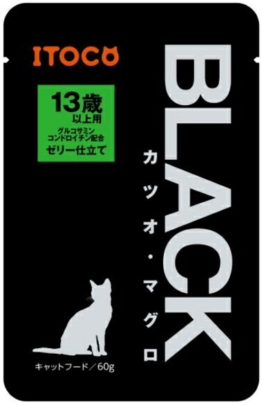 乐天商城 - 【イトウ＆カンパニー】BLACKパウチ　ブラックパウチ　カツオ・マグロ　13歳以上用　ゼリー仕立て　60gx112個（ケース販売）