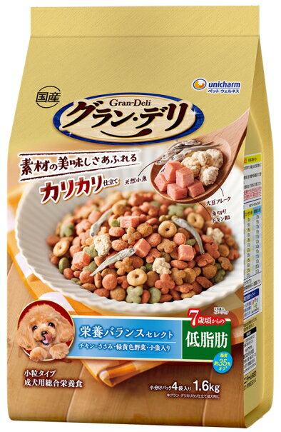 Old Dogs - 【ユニチャーム】グランデリ　カリカリ仕立て　7歳頃からの低脂肪　栄養バランスセレクト　1．6kgx4個（ケース販売）