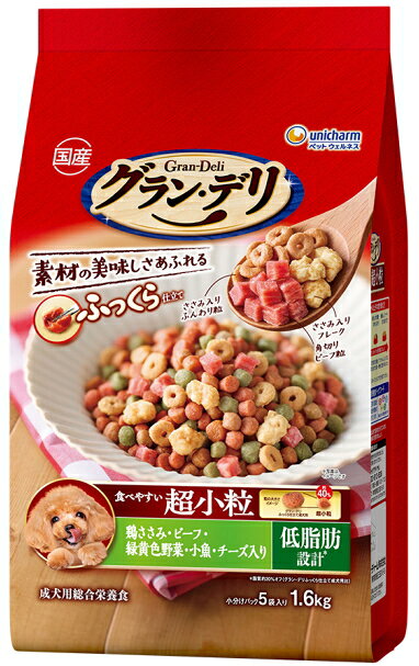 乐天商城 - 【ユニチャーム】グランデリ　ふっくら仕立て　低脂肪　食べやすい超小粒　1．6kgx4個（ケース販売）
