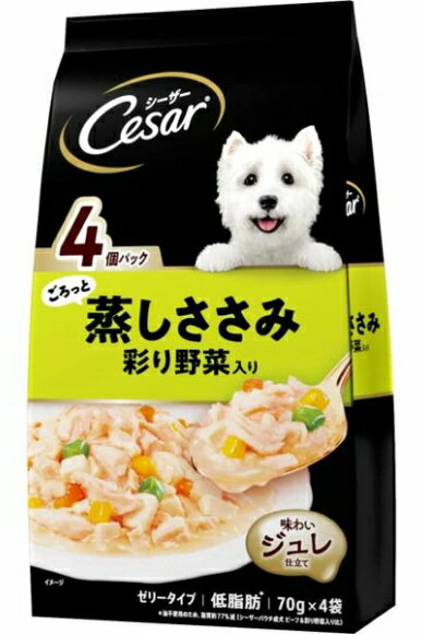 狗糧 - 【マースジャパン】シーザー　ごろっと蒸しささみ　彩り野菜入り　70gx4袋x36個（ケース販売）