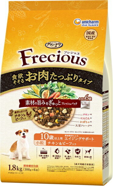 乐天商城 - 【ユニチャーム】グランデリ　フレシャス　10歳用以上用　お肉たっぷりタイプ　チキン＆ビーフ入り　1．8kgx4個（ケース販売）