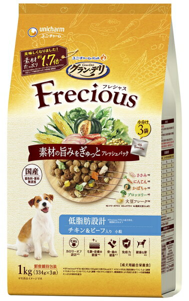 【ユニチャーム】グランデリ　フレシャス　低脂肪設計　チキン&ビーフ入り　1kgx8個（ケース販売）