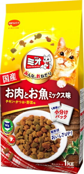 【日本ペット】ミオドライミックス　お肉とお魚ミックス味　1kgx10個（ケース販売）