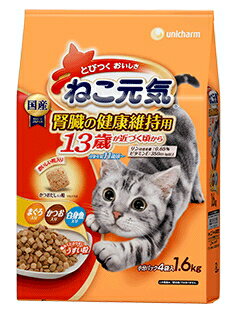 乐天商城 - 【ユニチャーム】ねこ元気　13歳以上用　まぐろ・白身魚・かつお入り　1．6kgx6個（ケース販売）