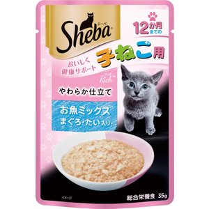 乐天商城 - 【マースジャパン】シーバリッチ　12ヶ月までの子ねこ用　お魚ミックス　まぐろ・たい入り　35gx96個（ケース販売）SRI　150