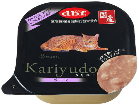【商品説明】 お肉好きの猫ちゃんのために「肉」が本来持つ美味しさにこだわった食事です。肉本来の味を感じられるよう、ポークを食べ応えのある大きさにカットし、なめて食べられるとろみタイプに仕上げました。 【原材料】 豚肉、鶏胸肉、鶏肉、鶏レバー、食物繊維、大豆油、ポテトスターチ、食塩、EPA・DHA含有精製魚油、増粘多糖類、ミネラル類、ビタミン類、タウリン、L-アルギニン 【成分値】 たんぱく質 8.5%以上、脂質 4.5%以上、粗繊維 0.5%以下、灰分 1.5%以下、水分 85.0%以下 【備考】 ■猫用総合栄養食（ウェットフード） ■原産国：日本 ■カロリー：90kcal/100g肉本来の持つ美味しさにこだわったキャットウェットフード！