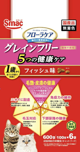 乐天商城 - 【スマック】フローラケアCAT　5つの健康ケア　毛艶・皮膚の健康　フィッシュ味　600gx12個（ケース販売）