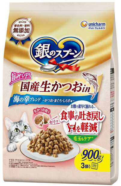 乐天商城 - 【ユニチャーム】銀のスプーン　国産生かつおin　食事の吐き戻し軽減フード　海の幸ブレンド　900gx9個（ケース販売）