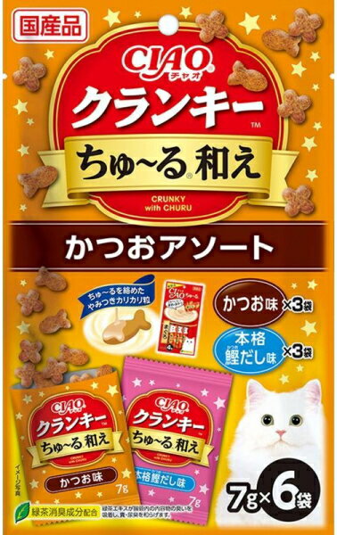 Rakuten - 【いなばペット】チャオ　クランキーちゅ～る和え　かつおアソート　7gx6袋x48個（ケース販売）　P-365