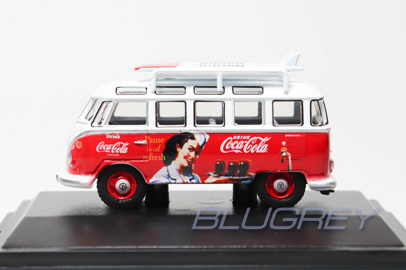 BLUGREY(ブラグレー) 楽天市場店のOXFORD 1/76 フォルクスワーゲンT1 サンバ バス コカ・コーラ サーフボード VW Coca-Cola オクスフォード ミニカー 【国内在庫品】｜アングル2