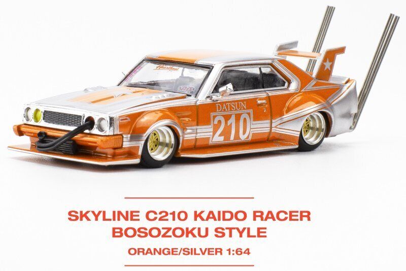 Pop Race 1/64 スカイライン C210 暴走族 竹槍 SKYLINE BOSOZOKU STYLE オレンジ/シルバー ミニカー