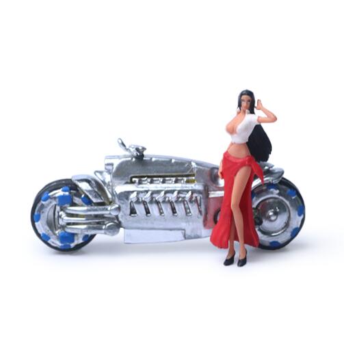 樂天商城 - MoreArt 1/64 ダッジ トマホーク シルバー & ガール フィギュア Dodge Tomahawk Silver Motorcycle Lady Doll Set 【国内在庫品】