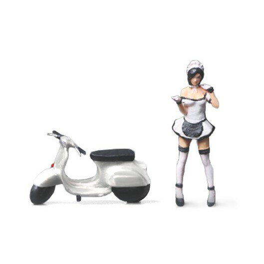樂天商城 - MoreArt 1/64 スクーター ホワイト & メイドガール フィギュア White Scooter Motor Maid Doll Set 【国内在庫品】