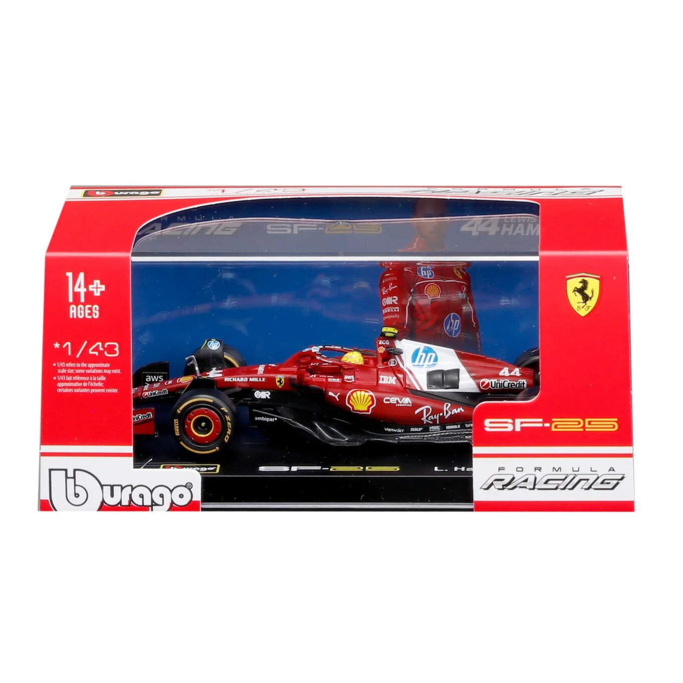【国内在庫品】ブラーゴ 1/43 フェラーリ F1 SF-25 ＃44 ルイス・ハミルトン 2025 Bburago ferrari Lewis Hamilton ドライバー付きモデル