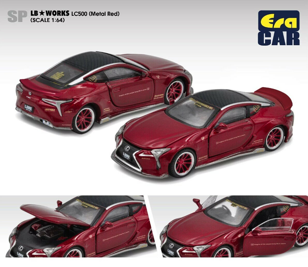 エラカー 1/64 リバティーウォーク レクサス LC500 メタリック レッド Era Car LEXUS LB Works LC500