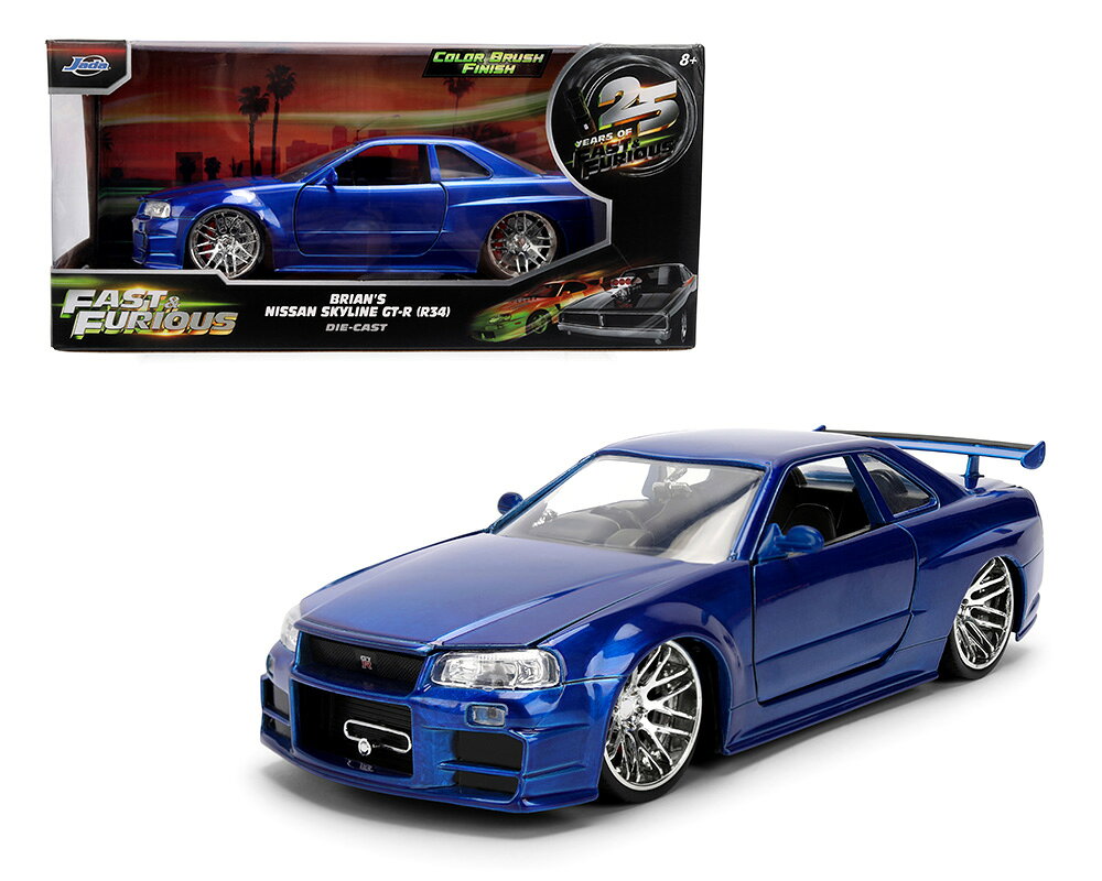 JADA TOYS 1/24 ワイルドスピード 25周年 ブライアン 日産 GT-R (R34) ブラッシュドブルー Fast & Furious 【国内在庫品】