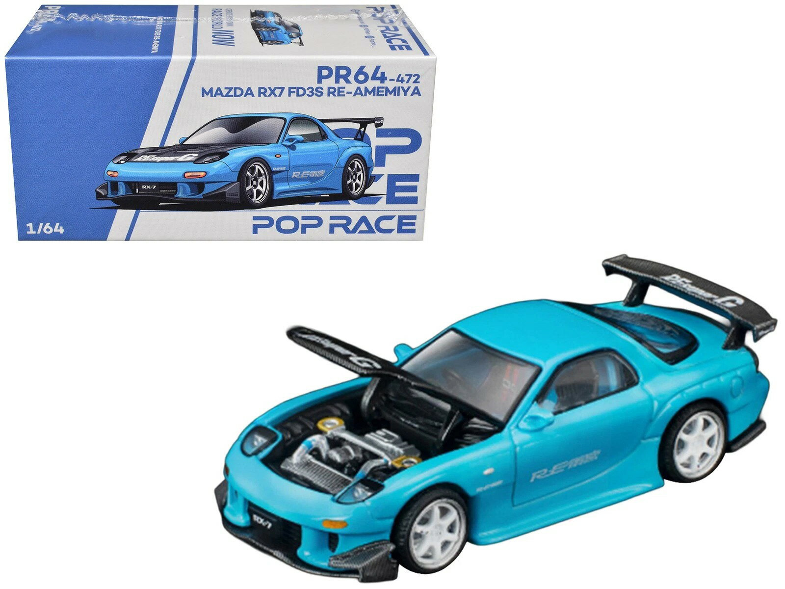 POP RACE 1/64 マツダ RX-7 (FD3S) RE:雨宮 ブルー Mazda RE-Amemiya 東京オートサロン2026限定　