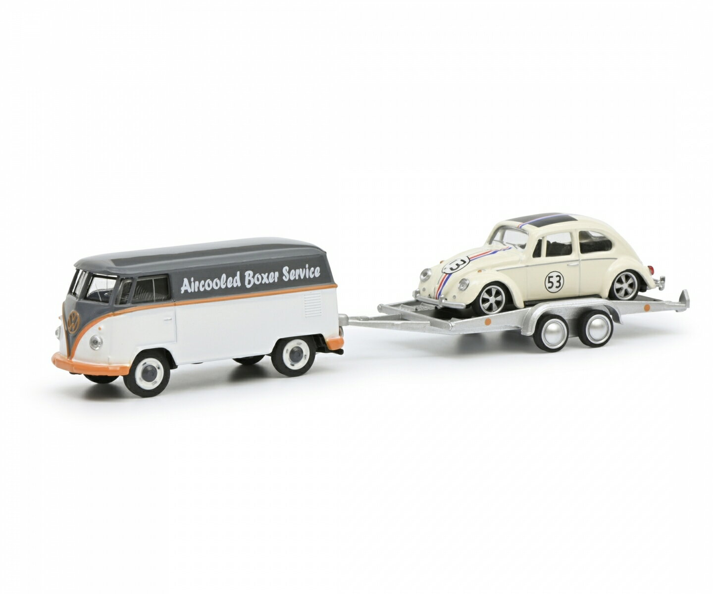 シュコー 1/64 フォルクスワーゲン T1 + ビートル ハービー SCHUCO VW T1 w.Beetle AIRCOOLED BOXER ミニカー