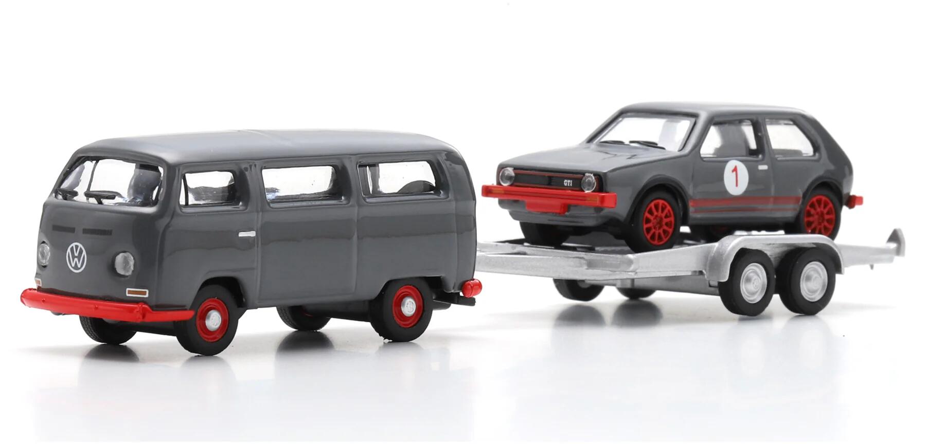 樂天商城 - シュコー 1/87 フォルクスワーゲン T2バス with トレーラー/フォルクスワーゲン ゴルフ I GTI Schuco 【国内在庫品】