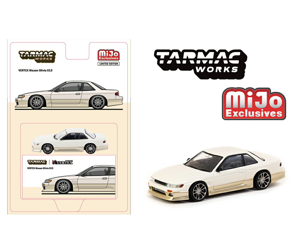 【国内在庫品】ターマックワークス 1/64 ベルテックス 日産 シルビア S13 ホワイト Tarmac Works VERTEX Nissan Silvia S13 MiJo限定 ミニカー