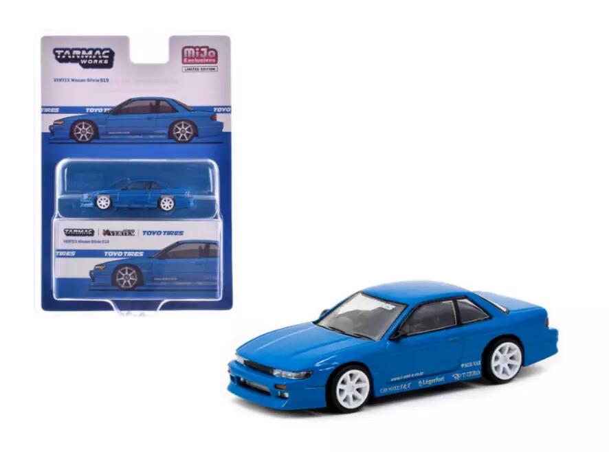 【国内在庫品】ターマックワークス 1/64 ベルテックス 日産 シルビア S13 トーヨータイヤ ブルー Tarmac Works VERTEX Nissan Silvia S13 MiJo限定 ミニカー
