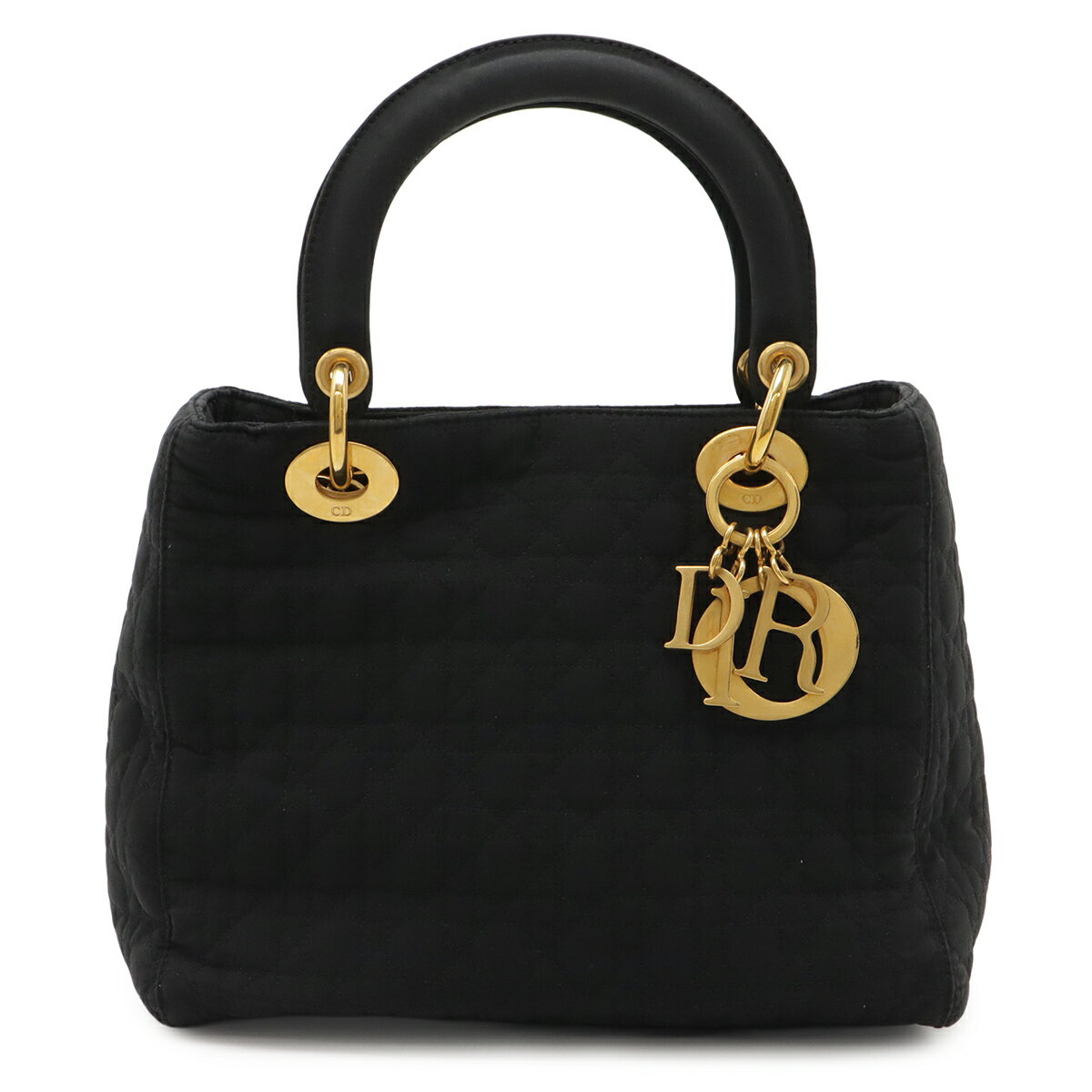Christian Dior クリスチャン ディオール レディディオール カナージュ ハンドバッグ ミニバッグ ナイロン ブラック 黒 ゴールド金具 【中古】