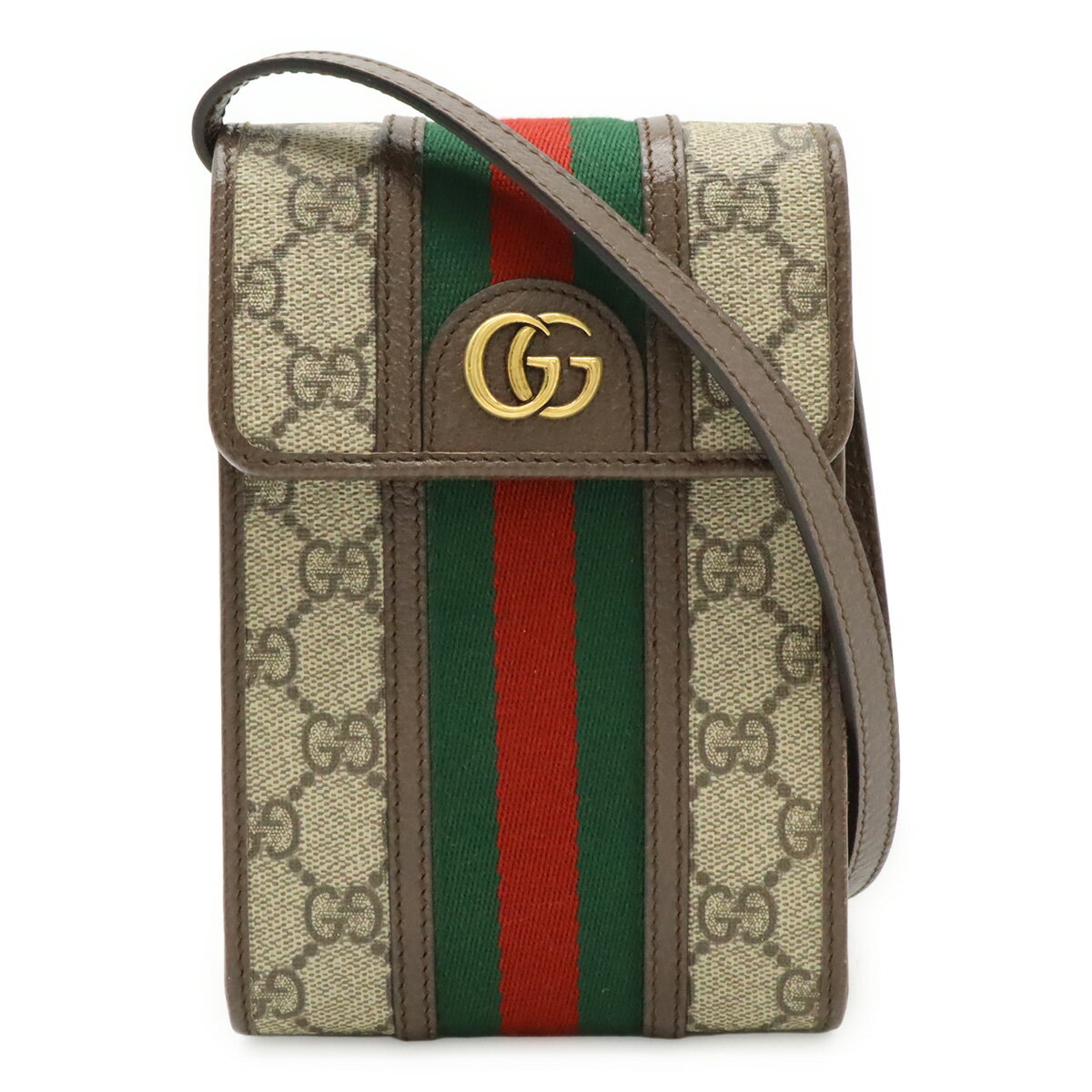 乐天商城 - GUCCI グッチ オフィディア GGスプリーム シェリーライン ショルダーバッグ ポシェット ミニバッグ PVC レザー ベージュ モカブラウン 625757 【中古】