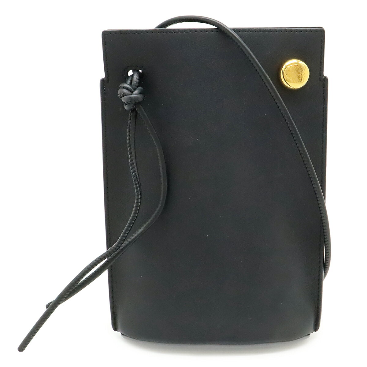 Rakuten - LOEWE ロエベ アナグラム ダイスポケット ショルダーバッグ ショルダーポーチ ポシェット クラシックカーフ レザー ブラック 黒 CPBPR12X01 【中古】