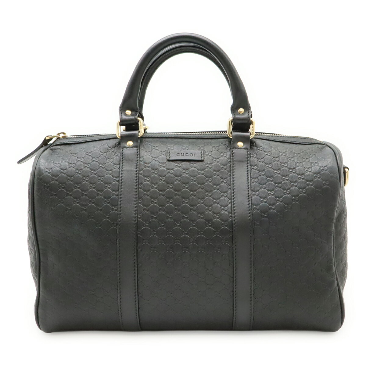 GUCCI グッチ マイクログッチシマ ボストンバッグ ハンドバッグ レザー ブラック 黒 ショルダーストラップ欠品 アウトレット品 449646 【中古】