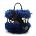 Vivienne Westwood ヴィヴィアン ウエストウッド グリークアイ トートバッグ ファーバッグ 2WAY ショルダーバッグ フェイクファー レザー ブルー 青 【中古】(4)
