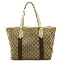 GUCCI グッチ GGキャンバス シェリーライン トートバッグ ショルダーバッグ 肩掛け カーキベージュ ダークブラウン 茶 チャーム付き 139260 【中古】