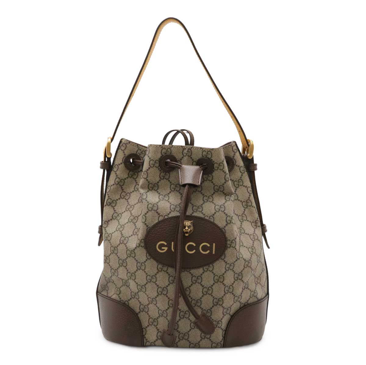 GUCCI グッチ GGスプリーム キャットヘッド ショルダーバッグ ワンショルダー 巾着型 2WAY リュックサック バックパック ベージュ ブラウン 473875 【中古】