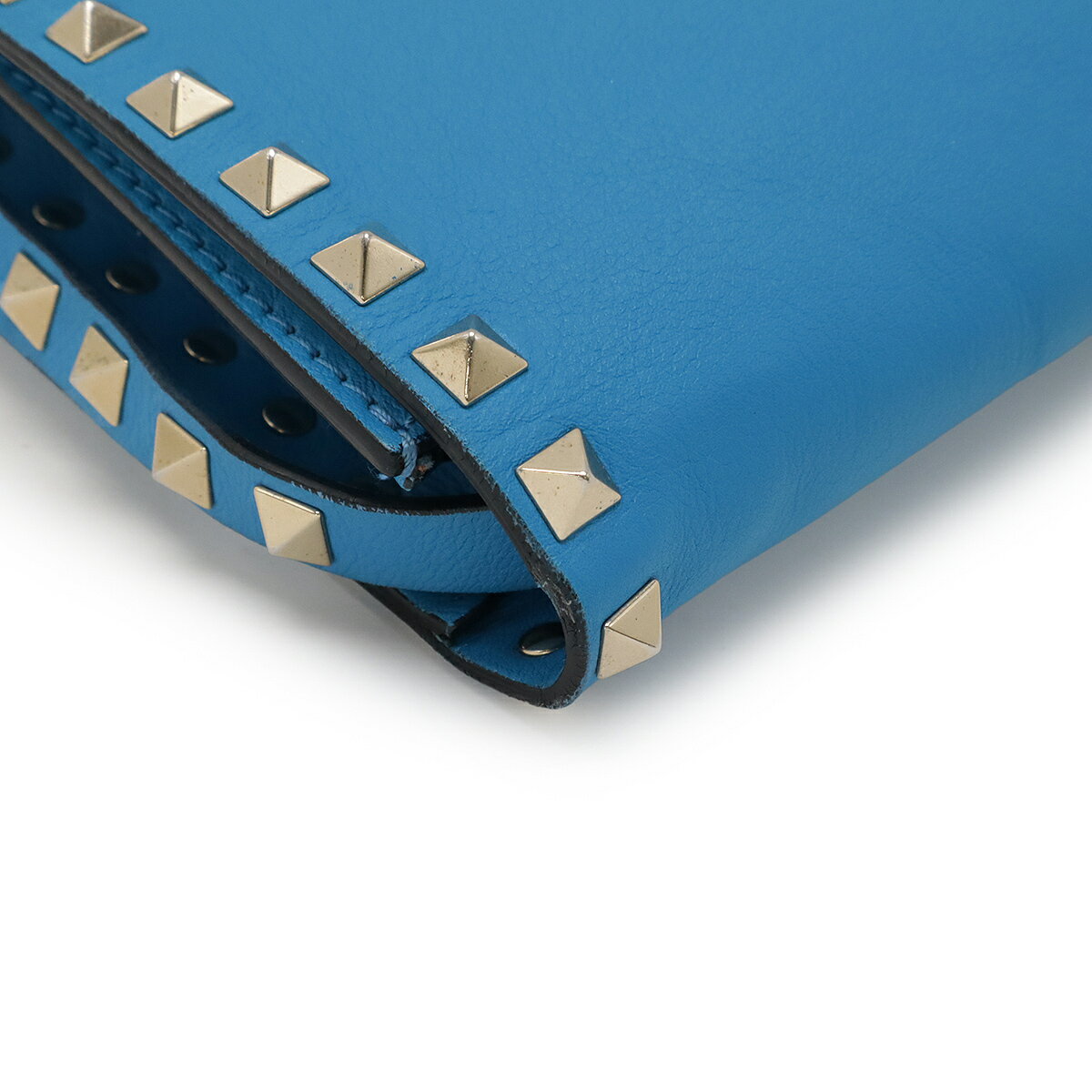 VALENTINO GARAVANI ヴァレンティノ ガラヴァーニ ヴァレンチノ ガラバーニ ロックスタッズ ショルダーバッグ 2WAY クラッチバッグ レザー ブルー 【中古】