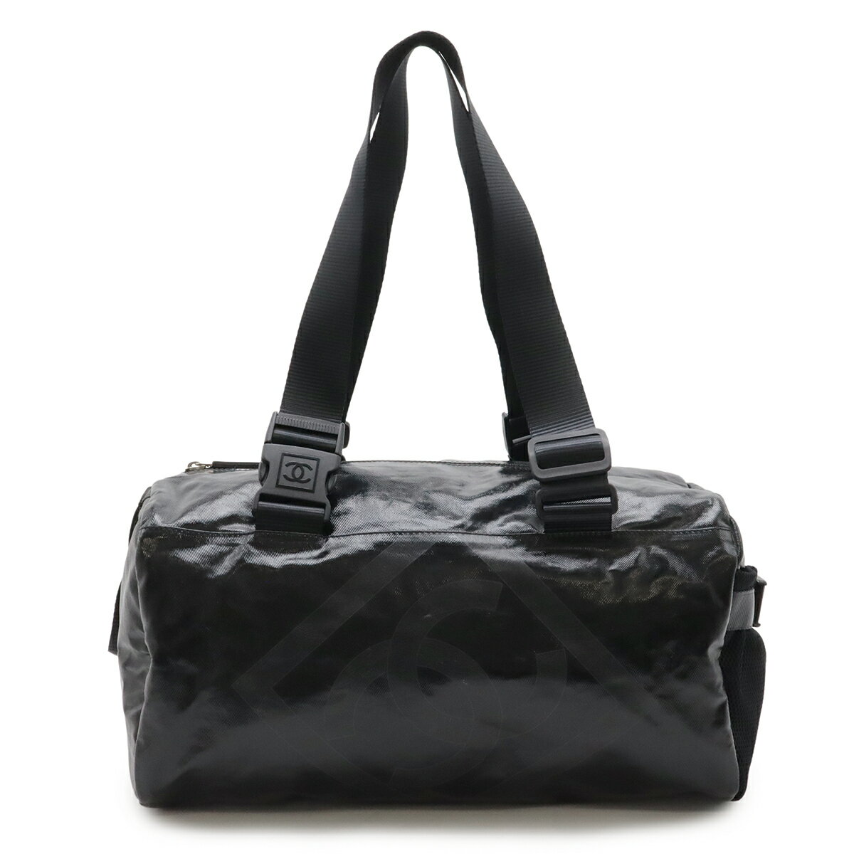 CHANEL シャネル スポーツライン ココマーク ボストンバッグ ショルダーバッグ 旅行バッグ コーティングキャンバス ブラック 黒 A35980 【中古】