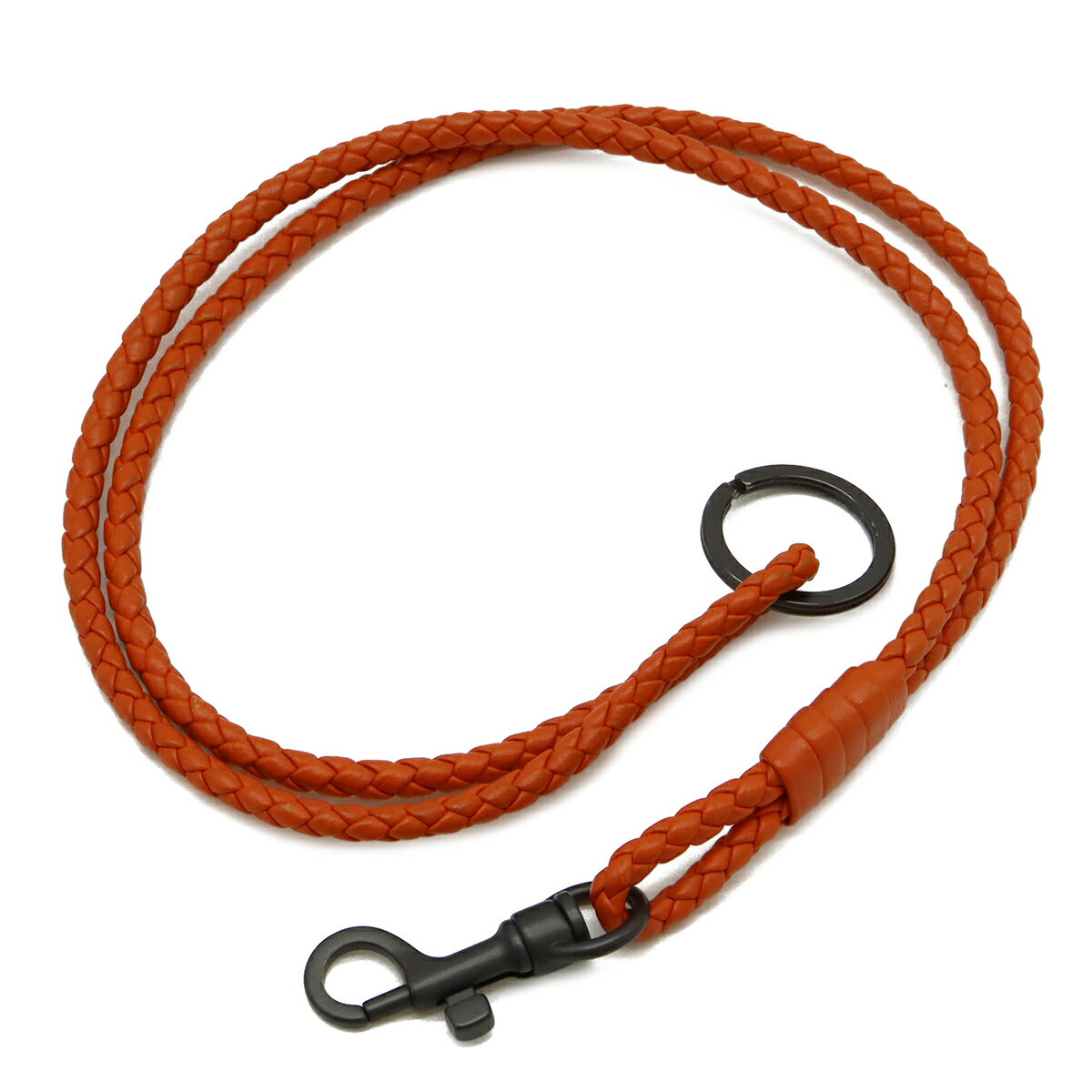 BOTTEGA VENETA ボッテガ ヴェネタ ボッテガベネタ イントレチャート ネックストラップ レザー オレンジ キーリング付き 113540 【中古】