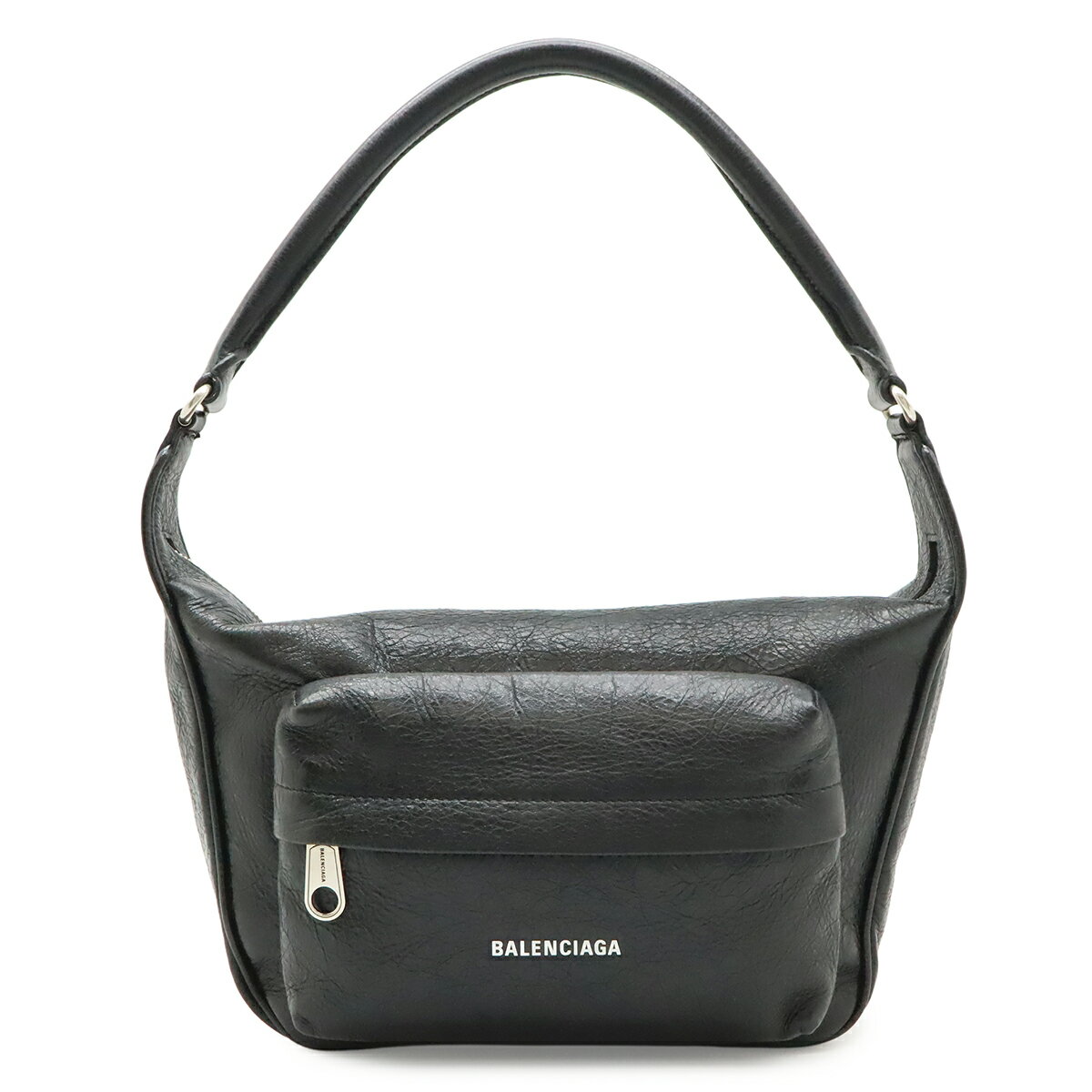 Rakuten - BALENCIAGA バレンシアガ RAVER MEDIU ロゴプリント ショルダーバッグ ワンショルダー 肩掛け レザー ブラック 黒 741127 【中古】