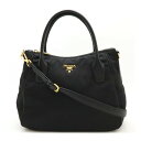 PRADA プラダ トートバッグ ハンドバッグ 2WAY ショルダーバッグ ショルダー ナイロン NERO 黒 ブラック ゴールド金具 海外ブティック購入品 B...