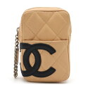 CHANEL シャネル カンボンライン シガレットケース タバコケース IQOS アイコスケース ポーチ 小物入れ レザー ベージュ ブラック 黒 A26732 【中古】