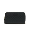 GUCCI グッチ マイクログッチシマ ラウンドファスナー 長財布 レザー ブラック 黒 ゴールド金具 アウトレット品 449391 【中古】