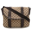 GUCCI グッチ GGキャンバス ショルダーバッグ メッセンジャーバッグ 斜め掛け ベージュ ダークブラウン 145859 【中古】