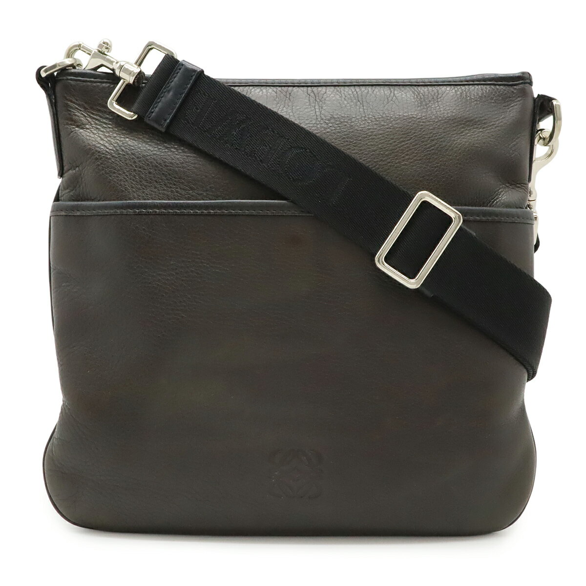 LOEWE ブラック レザー ショルダーバッグ LOEWE ロゴプレート ショルダーバッグ | ブラック | FARFETCH JP