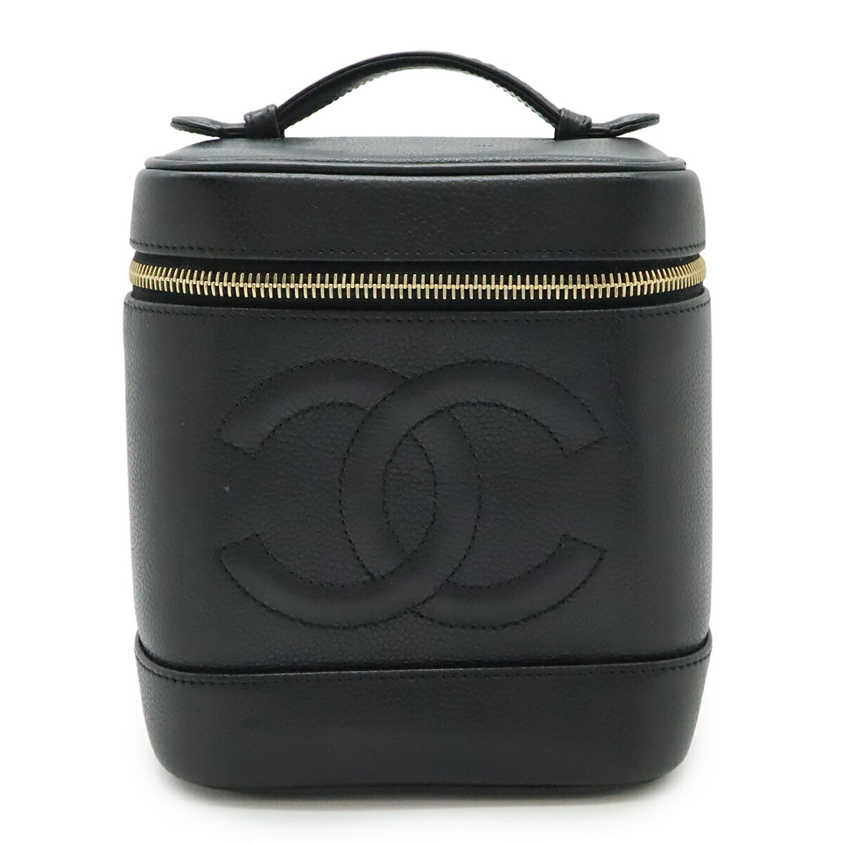 CHANEL シャネル ココマーク バニティバッグ ハンドバッグ 化粧ポーチ コスメポーチ キャビアスキン レザー ブラック 黒 ゴールド金具 A01998 【中古】