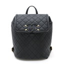 CHANEL シャネル CCフィリグリー ココマーク バックパック リュックサック 巾着 キャビアスキン レザー ブラック 黒 ゴールド金具 A57090 【中古】