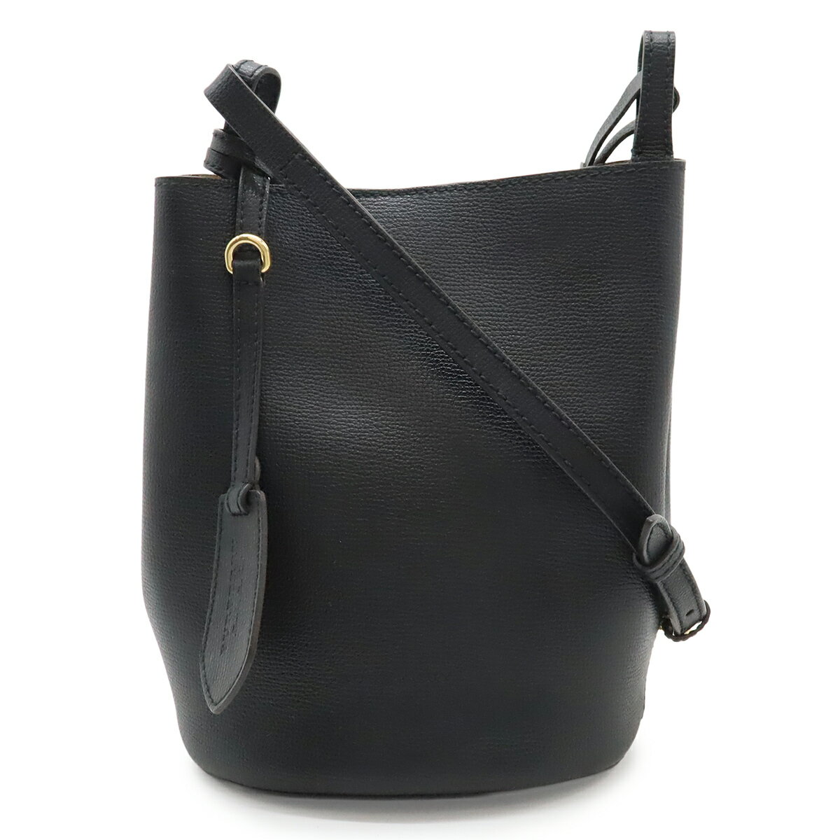 BURBERRY バーバリー ショルダーバッグ バケツ型 斜め掛け レザー ブラック 黒 ゴールド金具 【中古】