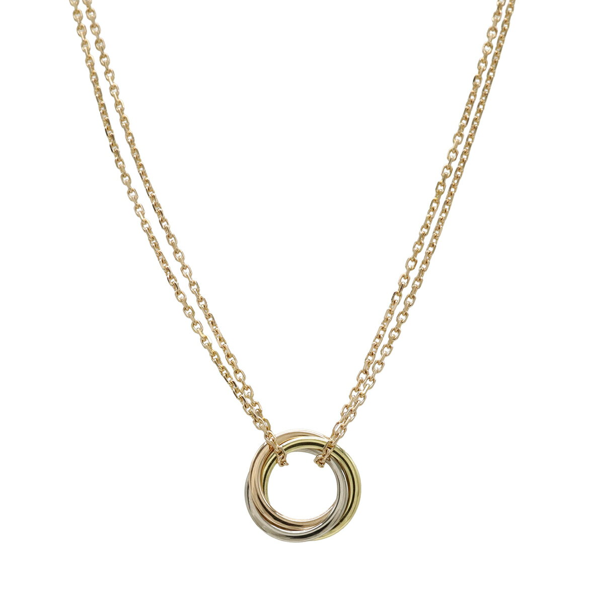 Rakuten - Cartier カルティエ トリニティ ペンダント ミニモデル ネックレス ダブルチェーン 3カラー ゴールド K18PG YG WG B7224816 【中古】