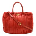 PRADA プラダ テスート インプントゥ ハンドバッグ 2WAY ショルダーバッグ ナイロン レザー ROSSO レッド 赤 国内アウトレット購入品 BN25...