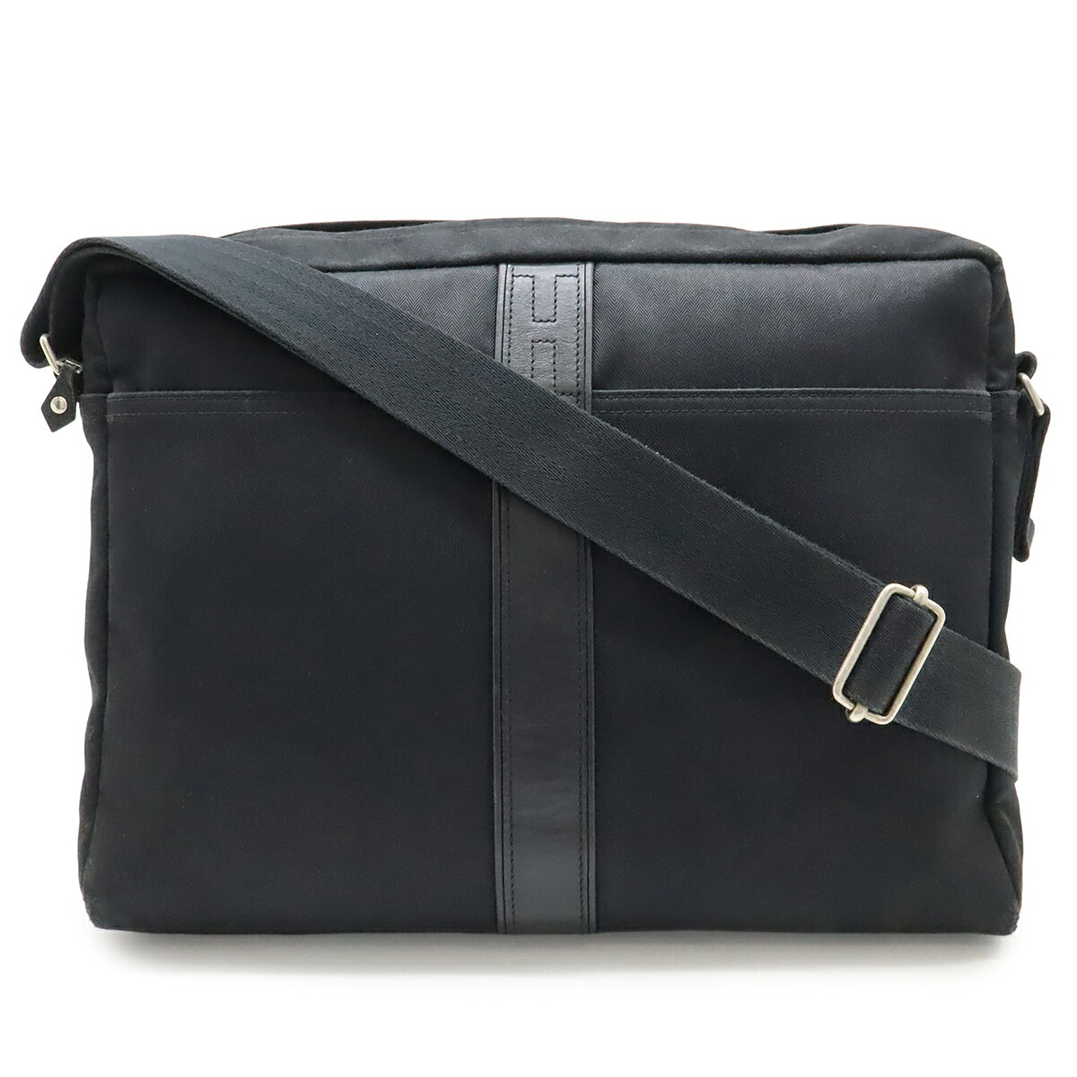 Rakuten - HERMES エルメス アカプルコ バサスMM ショルダーバッグ メッセンジャーバッグ 斜め掛け ナイロン レザー ブラック 黒 【中古】