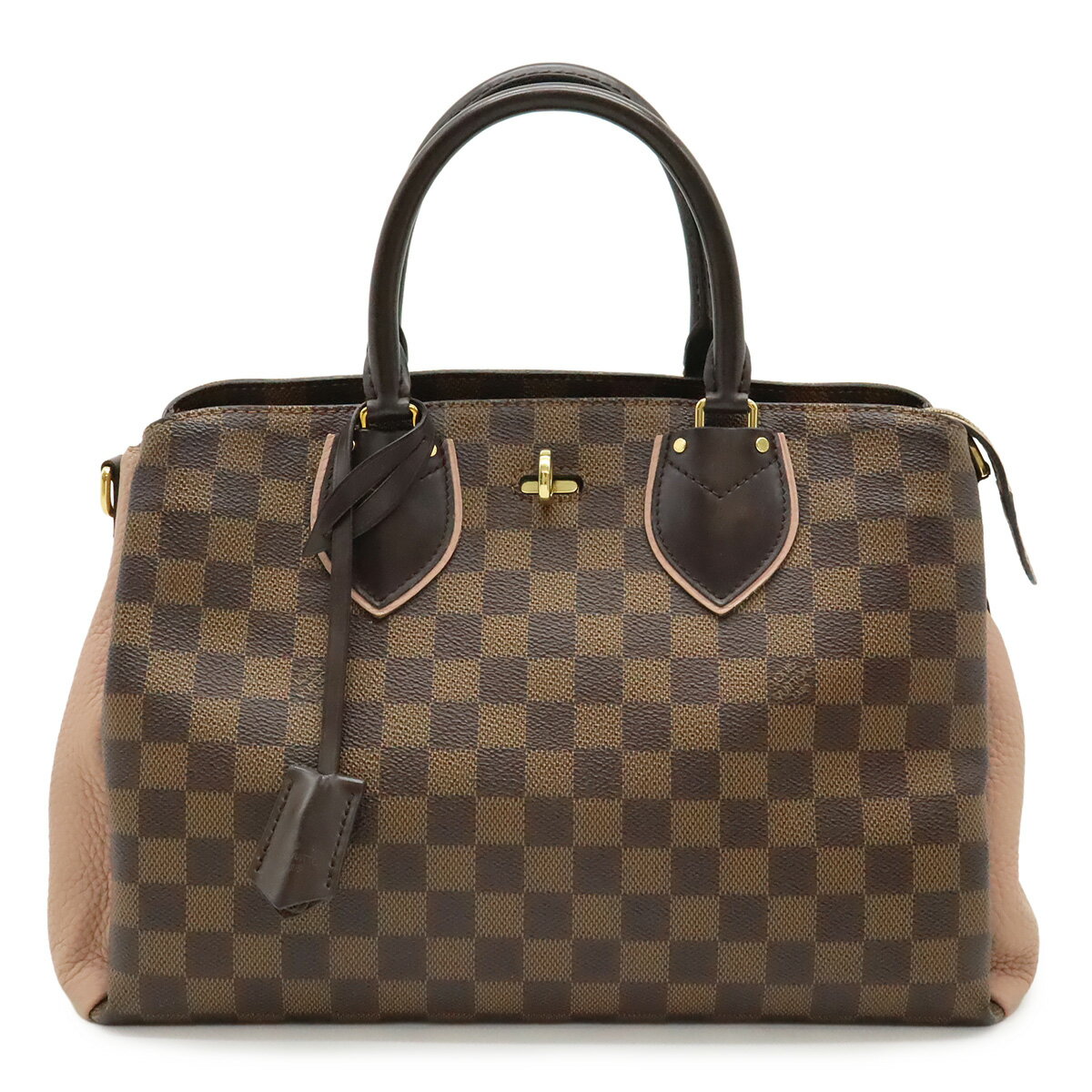 Rakuten - LOUIS VUITTON ルイ ヴィトン ダミエ ノルマンディー ハンドバッグ ブラウン マグノリア ピンク ショルダーストラップ欠品 N41488 【中古】
