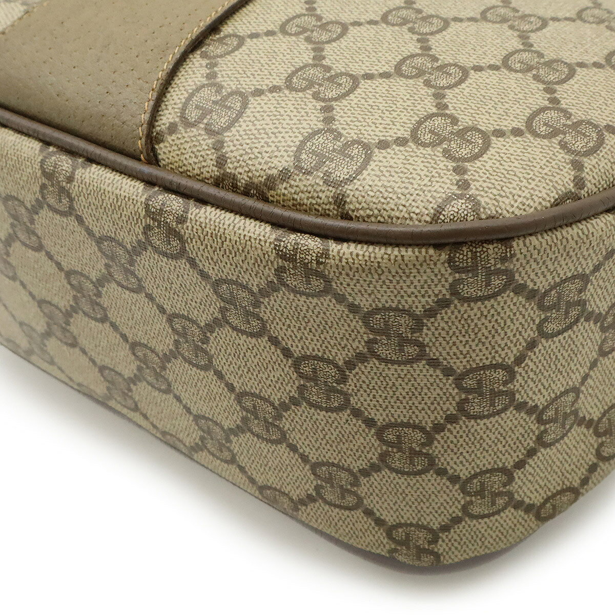 GUCCI グッチ オールドグッチ シェリーライン ショルダーバッグ 斜め掛け ポシェット PVC レザー ベージュ ブラウン 茶 ゴールド金具 89.02.032 【中古】